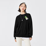 Wjczt Sweatshirt Women Oversize Flower Casual Spring New Personality Girly Pullover Drop-Shoulder Fashion