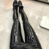 Wjczt Women PU Leather Leggings Black Leather Pencil Pants Women High Waist Sexy Skinny Thin Leather Trousers Leggings