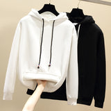 Wjczt Autumn Winter Thick Women Hoodies Sweatshirts Plus Velvet Casual Oversize Pullovers Loose Hooded Female Tops Black White