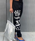 Wjczt Letter Print Women High Waist Sweatpants Loose Casual Streetwear Sportswear 2022 Autumn Winter Trousers Fitness