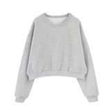 Wjczt 2024 Autumn Winter Cropped Sweatshirt Women Batwing Long Sleeve Pullover Top Female O Neck Fleece Hoodies Sudaderas