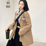 Wjczt Autumn Design Temperament Suit Jacket Women Loose Black Blazer Khaki Tailored Coat Korean Office Lady Overwear New