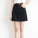 Wjczt Summer Denim Mini Skirt Women Korean High Waist A-Line Skirt Causal Oversized Harajuku Short Jean Skirts Minimalist