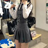 Wjczt Japanese School Uniform White Three Lines College High School Girls Student Uniforms Sailor Suit White Tops Pleated Skirt
