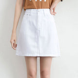 Wjczt Summer Denim Mini Skirt Women Korean High Waist A-Line Skirt Causal Oversized Harajuku Short Jean Skirts Minimalist