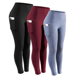 Wjczt Middle Waist Leggings With Pocket Elastic Women Leisure Type Push Up Leggings Women Gym Hip Fitness Pants