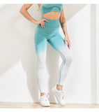 Wjczt Woman Gradient Sports Leggings for Fitness Workout High Waist Leggings Sexy Printed Leggings Seamless Fitness Pants