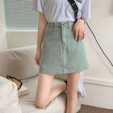 Wjczt Women Casual Denim Skirt Summer High Waist Korean Harajuku A Line Skirts Elegant Vintage Y2K Jeans Mini Skirt Preppy Style