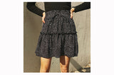 Wjczt Women High Waist Dot Ptint Chiffon Skirt Casual Tie Up Ruffled Pleated Mini Skirts Elegant Summer Beach Skirt 2022