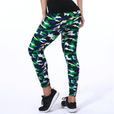 Wjczt Camouflage Womens for Leggins Graffiti Style Slim Stretch Trouser Army Green Leggings Deportes Pants K085