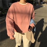 Wjczt Solid Color Hoodies Women Jersey Winter Fleece Korean Harajuku Sweatshirt Women Kpop Kawaii Black Pink Womens Pullover