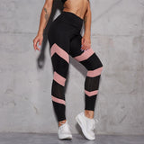 Wjczt Leggings Women High Waist Mesh Patchwork Sports Leggings Stretch Gym Woman Fitness Leggins Running Pants