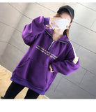 Wjczt Hoodie Autumn Winter Print Loose Femme Pullover Pocket Fleece Hoodies Women Patchwork Zipper Chic Slim Sweatshirt M-XXL