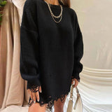 Wjczt O Neck Oversized Mini Knitted Women Sweater Dress 2021 Autumn Winter Long Sleeve Elegant Street Casual Loose Dresses