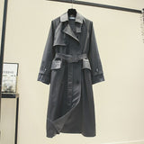 Wjczt 2022 Fall /Autumn Women Casual Double breasted Simple Classic Long Trench coat with belt Chic Female windbreaker