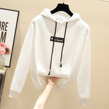 Wjczt Autumn Winter Thick Women Hoodies Sweatshirts Plus Velvet Casual Oversize Pullovers Loose Hooded Female Tops Black White