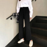 Wjczt Wide Leg Pants Women Solid High Waist Trousers Pleated Loose Casual Elegant Womens Korean Style Chic School Daily Girls