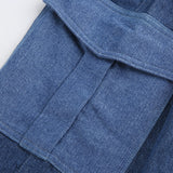 Wjczt England Preppy Style Straight Jeans Women Pockets Casual Baggy Cargo Pants Girls' 90s High Waist Streetwear Denim Pants