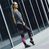 Wjczt Sport Leggings Women Gym Pants Workout Fitness Clothing Jogging Running Pants Gym Tights Stretch Print Sportswear Leggins