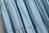 Wjczt Summer Stitching Cotton and Linen Skirt Elegant Elastic High Waist Ruffles Pleated All-match A Line Skirt Casual Beach Holiday