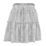 Wjczt Women High Waist Dot Ptint Chiffon Skirt Casual Tie Up Ruffled Pleated Mini Skirts Elegant Summer Beach Skirt 2022