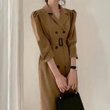 Wjczt French Vintage Women Graceful Long Oversize Coats 2021 Autumn Office Lady Chic Double Button Windbreaker Solid Outerwear Female