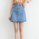 Wjczt Summer Denim Mini Skirt Women Korean High Waist A-Line Skirt Causal Oversized Harajuku Short Jean Skirts Minimalist