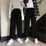 Wjczt Wide Leg Pants Women Solid High Waist Trousers Pleated Loose Casual Elegant Womens Korean Style Chic School Daily Girls