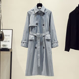 Wjczt 2022 Fall /Autumn Women Casual Double breasted Simple Classic Long Trench coat with belt Chic Female windbreaker