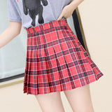 Wjczt Women Summer High Waist Plaid Skirts Casual Korean A Line Shirts Japanese School Kawaii A-line Skirts for Teenager