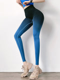 Wjczt Leggings Women Seamless Gradient Color Leggings High Waist Hip Sport Fitness Women Running Gym Training Leggings