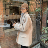 Wjczt Autumn Warm Wool Tailored Coats Women Loose Apricot Solid Suit Jackets Patchwork Long Sleeves Outwear Korean Fashion New