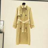 Wjczt 2022 Fall /Autumn Women Casual Double breasted Simple Classic Long Trench coat with belt Chic Female windbreaker