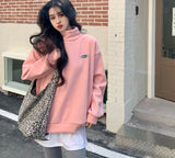 Wjczt Hoodie Women Winter Thicken Turtleneck Korean Loose Pullover Hoodies Female College Chic 8 Colors Pink Apricot Sweatshirt