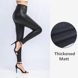 Wjczt Leggings Women Sexy Night Club Hip Lifting Slim PU Leather Leggings Casual Black Legging High Waist Leggings