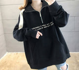 Wjczt Hoodie Autumn Winter Print Loose Femme Pullover Pocket Fleece Hoodies Women Patchwork Zipper Chic Slim Sweatshirt M-XXL