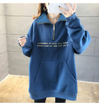 Wjczt Hoodie Autumn Winter Print Loose Femme Pullover Pocket Fleece Hoodies Women Patchwork Zipper Chic Slim Sweatshirt M-XXL