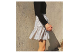 Wjczt Women High Waist Dot Ptint Chiffon Skirt Casual Tie Up Ruffled Pleated Mini Skirts Elegant Summer Beach Skirt 2022
