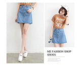 Wjczt Summer Denim Mini Skirt Women Korean High Waist A-Line Skirt Causal Oversized Harajuku Short Jean Skirts Minimalist