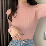 Wjczt Turtleneck Women Knitted Sweater Pullovers Autumn Winter Long Sleeve Solid Sweater Slim Casual Girls Women Tops Full Femme 17342