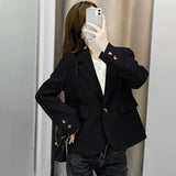 Wjczt Autumn Simple Elegant Black Blazer Women  Loose Suit Jackets Causal Tailored Coat Korean Fashion Lady Office Outwear New