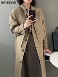 Wjczt Stylish Winter Women Long Trench Coats Autumn Double Breasted Long Jacket Female Belted Ladies Windbreaker 2022