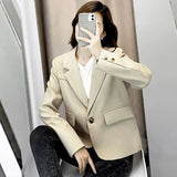 Wjczt Autumn Simple Elegant Black Blazer Women  Loose Suit Jackets Causal Tailored Coat Korean Fashion Lady Office Outwear New