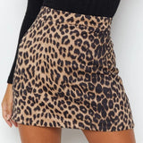 Wjczt Women Vintage Suede Leopard Printed Casual High Waist Office Lady Bodycon Mini Skirts Casual Harajuku Streetwear A Line Skirts