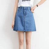 Wjczt Summer Denim Mini Skirt Women Korean High Waist A-Line Skirt Causal Oversized Harajuku Short Jean Skirts Minimalist