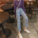 Wjczt High Waist Loose Straight Jeans Women Denim Pants 2021 Spirng Autumn Female Casual Harem Pant Jeans Trouses  Size 4XL Mujer
