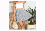 Wjczt Women High Waist Dot Ptint Chiffon Skirt Casual Tie Up Ruffled Pleated Mini Skirts Elegant Summer Beach Skirt 2022