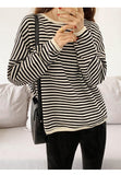 Wjczt Loose Long Sleeve Striped Hoodie Women Autumn O-Neck Casual Cotton Hoodies Sweatshirt Female Basic Korean Tops Harajuku