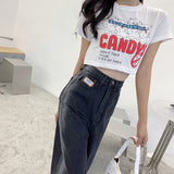 Wjczt 2022 New Spring Autumn Ins Street Hip-hop Wash Jeans Pants Loose Casual Denim Wide Leg Pants Tide Woman Side Stirp Jeans S-5XL