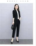 Wjczt 2022 Spring Autumn OL Two Pieces Pants Set Office Lady Graceful Suit Coats+Trousers Sets Women's Working Basic Solid Clothing